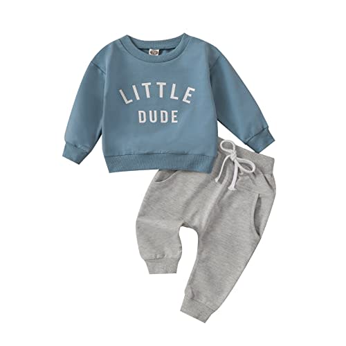 Murnouche Toddler Baby Boy Fall Winter Outfits Letter Crewneck Sweatshirt Casual Pants 2Pcs Clothes Set