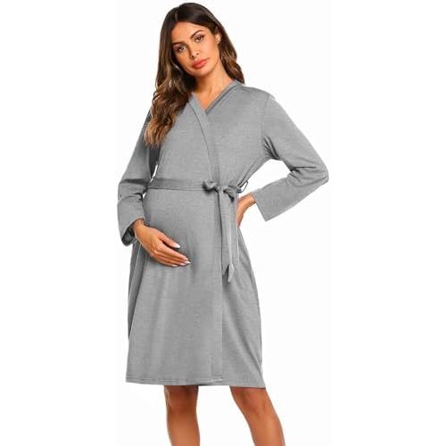 Ekouaer Maternity Robe Labor Delivery Nursing Gown Hospital Breastfeeding Dress Bathrobes
