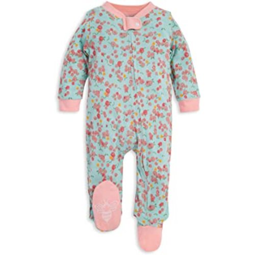 Burt's Bees Baby Girls Footed One-Piece Pajamas, Sleep and Play Loose Fit, 100% Organic Cotton, Sizes NB to 6-9 Months