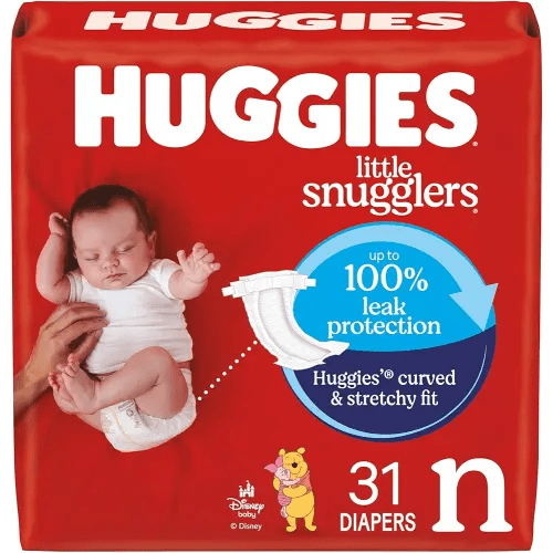 Huggies Size Newborn Diapers, Little Snugglers Baby Diapers, Size Newborn (up to 10 lbs), 31 Count, Packaging May Vary