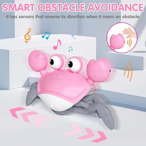 Baby Girl Toys Toddler Gifts: Tummy Time Crawling Crab Baby Toys 6 7 8 9 10 11 12 6-12 9-12 12-18 Months Infant Toddlers Age 1-2 Montessori Musical Toys 1 2 3 Year Old Girls 1st First Birthday Gift