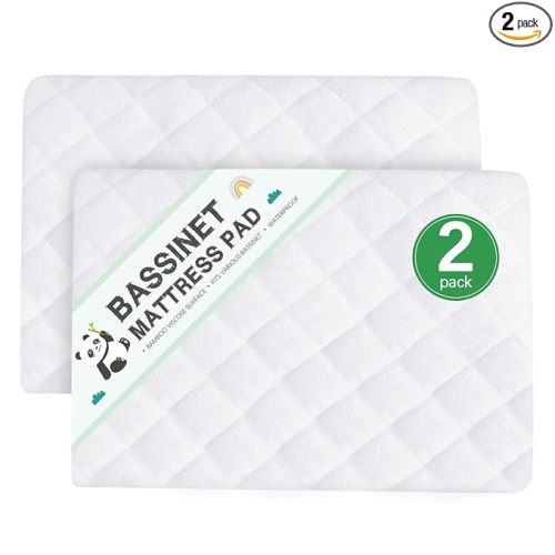 Waterproof Cradle Bassinet Mattress Protector, Fit for 36" × 18" Standard Cradle Bassinet Mattress, Ultra Soft Breathable, 2 Pack, Washer & Dryer