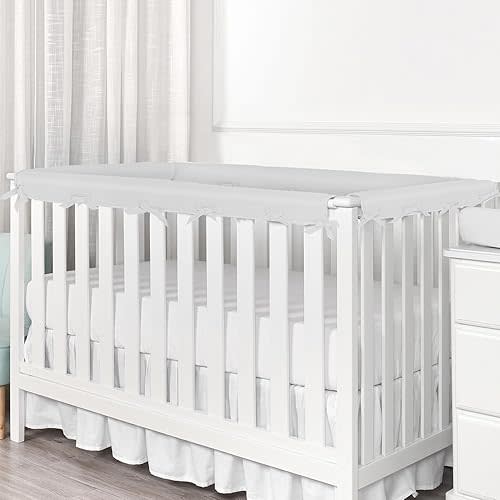 4pc Breathable Crib Rail Covers for Teething Sets, Edge Bumpers, Mesh Soft Edge Strip（Grey） (4pc-01)