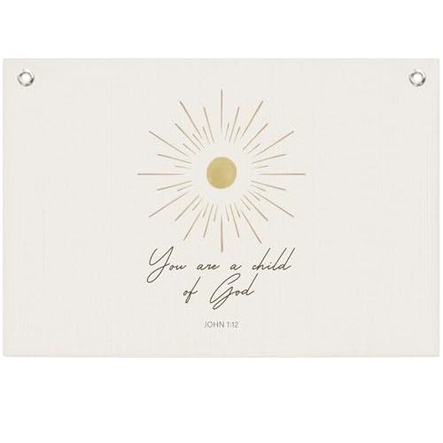 ICEWHITEY Bible Verse Canvas Banner,Christian Scripture Wall Art,You Are A Child of God Wall Hanging Banner Flag Decor for Baby Kids Girl Boy Nursery Teen Room,20x30 Inch