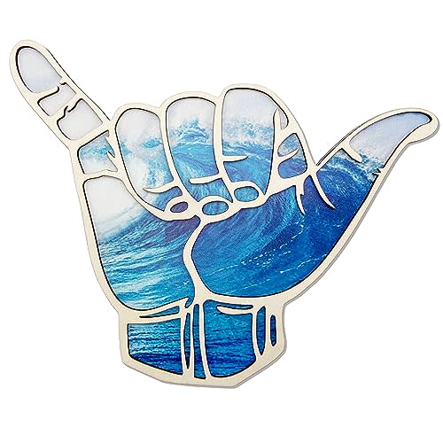 Shaka Wooden Wall Sign Hang Loose Sign Hawaii Aloha Surfer Hand Sign Hand Shape Finger Nursery Room Decor Surf Wall Decor for Home Living Room Kitchen Bathroom Bedroom Decoration
