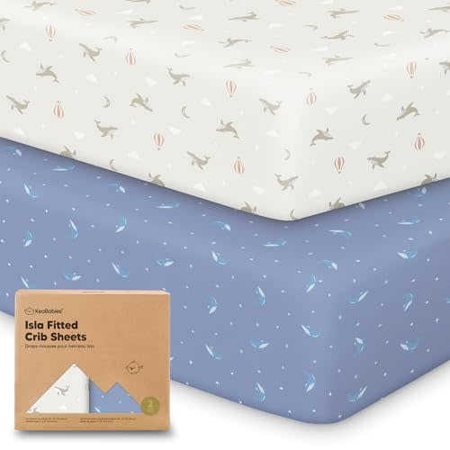 2-Pack Crib Sheets for Boys, Girls - Viscose Derived from Bamboo Fitted Crib Sheet, Baby Crib Sheets Neutral, Crib Mattress Sheet, Toddler Bed Sheets, Baby Sheets for Crib Fitted Sheets (Marine Muse)