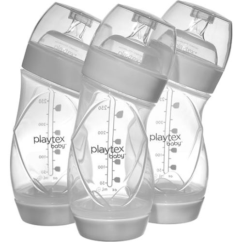 Playtex Baby VentAire Complete Tummy Comfort Baby Bottle, Anti-Colic & Anti-Reflux, Clear, 9 Oz, 3 Count