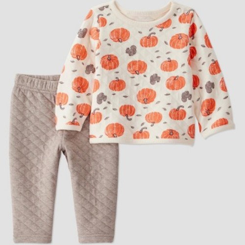 Little Planet By Carter's Organic Baby 2pc Quilted Pumpkin Set - Cream 9M