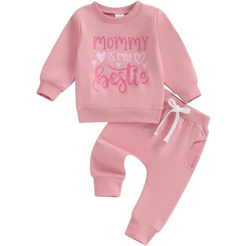 FIOMVA Daddys Girls Baby Clothes Fall Newborn Outfits Infant Winter Sweatshirt Pants Set Toddler Top Sweatpants Suit