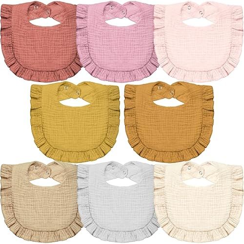 Lictin 8-Pack Muslin Baby Bibs,Bandana Drooling Bibs, Unisex Cotton Baby Bibs, Baby Bibs for Drooling and Teething