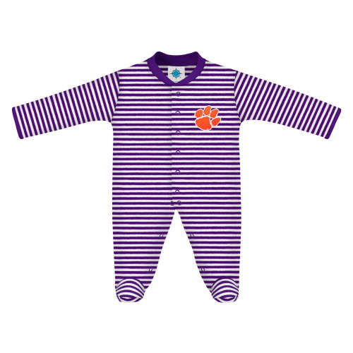 Clemson Tigers Striped Footed Romper | College Baby