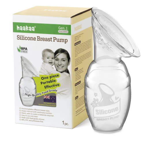 haakaa Manual Breast Pump for Breastfeeding, Silicone, Clear 4oz/100ml