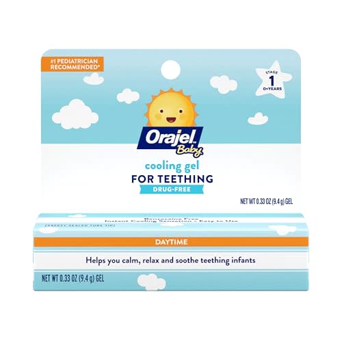 Orajel Baby Daytime Cooling Gel for Teething, Drug-Free, #1 Pediatrician Recommended Brand for Teething*, One .33oz Tube