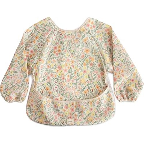 mushie Long Sleeve Baby Bib | Water Resistant Adjustable Fit for Ages 6-24 Months