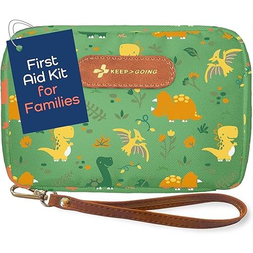 KeepGoing Travel First Aid Kit for Kids – 130 Pc. for Car, Home, Purse, Diaper Bag & Backpack with Latex-Free Bandages - Mini First Aid Kit Travel Size TSA-Approved
