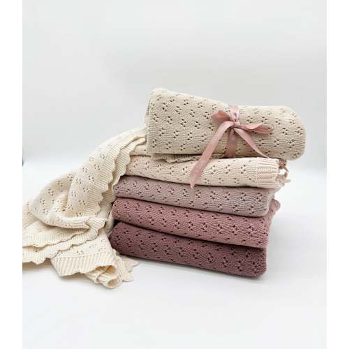Grace Knitted Cotton Baby Blanket – Olive and Cradle