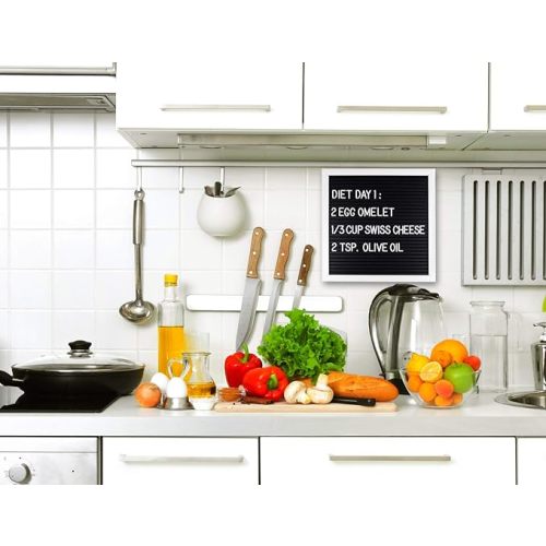 Changeable Letter Board 10x10 inches, Message Sign Board with Canvas Bag, Adjustable Stand,Wall Mount and 340 Letters, Numbers & Symbols (White)