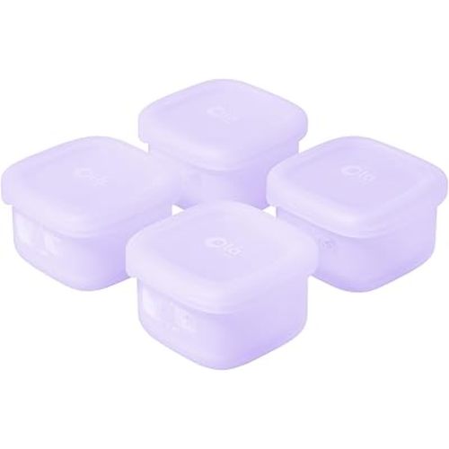 Olababy Clear Sense Silicone Storage Containers 4pk for Baby Food, Snacks, Formula, Puree, Sauce & More | Micro Plastic & BPA-Free | Daycare Essentials for Toddlers and Kids (Lilac, 2 oz / 60 ml)