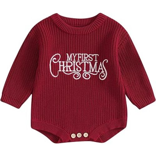 Adobabirl Baby Girl Boy Knitted Sweater Bubble Romper Long Sleeve Jumpsuit Festival Outfit Fall Winter Spring Clothes