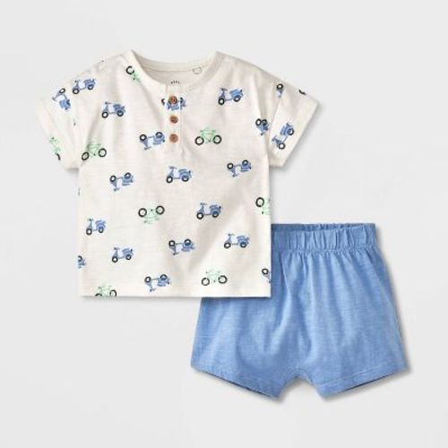Baby Scooter Graphic Top & Bottom Set - Cat & Jack™ Cream 6-9m