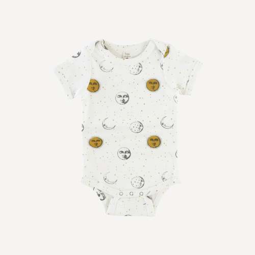 short sleeve lap neck bodysuit | sun & moon night sky | organic cotton interlock