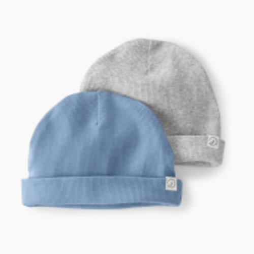 Carter's Little Planet Organic Rib Caps (2 Pack) - Blue/Grey, 0-3M