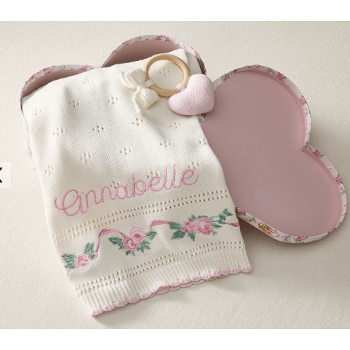 LoveShackFancy Hearts of Roses Knit Baby Gift Set - Pottery Barn Kids