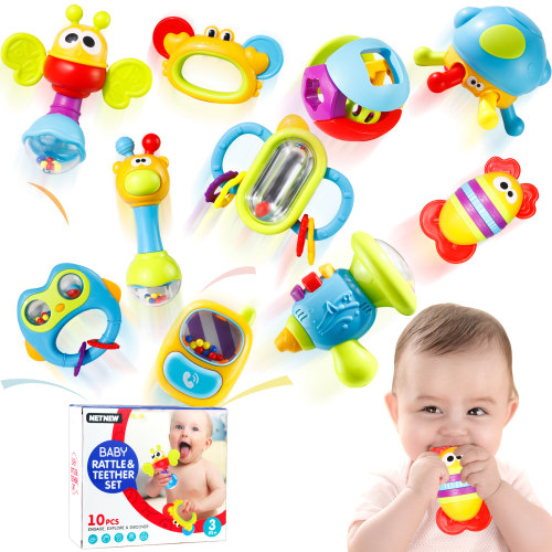 Baby Rattles Toys Set 10pcs Newborn Baby Teethers Toys 3-6 Months Infant Developmental Sensory