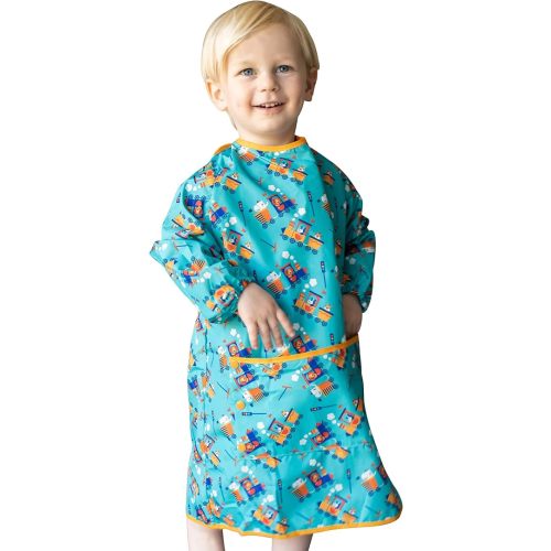 Tidy Tot - Long Baby Bib - Mess Proof Long Sleeve Feeding Smock with Large Food Catcher Pocket - Waterproof Bib