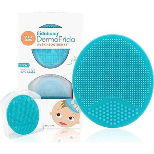 Frida Baby DermaFrida The SkinSoother Baby Bath Brush, Cradle Cap Brush for Babies, Baby Essential for Dry Skin, Cradle Cap Treatment and Eczema, 2 Pack