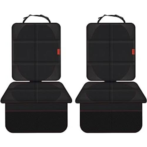 Car Seat Protector - 2 Pack Car Seat Protectors for Child Seats with Padded Cover and Organiser Pockets, Baby Car Back Seat Protector Upholstery from Stains and Damage, Black