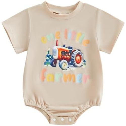 Muineobuka Newborn Baby Boy Bubble Romper Infant Letter Short Sleeve Bodysuit Toddler Cute Graphic Onesie Summer Clothes