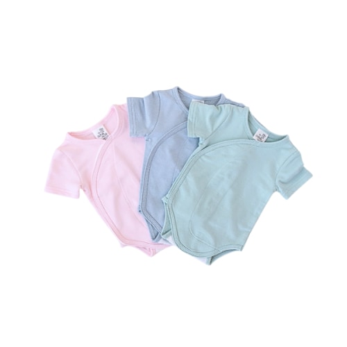 Short Sleeve Kimono - Light Pink / 0-3 months (8-12 lbs)