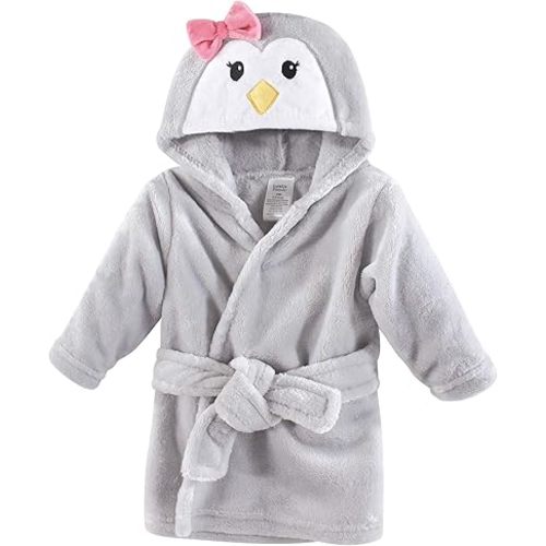 Luvable Friends Unisex Baby Plush Bathrobe, Girl Penguin, 0-9M