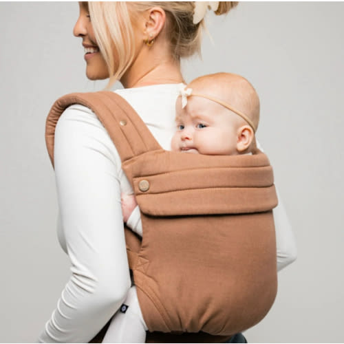 Mabē Monarch Ergonomic Baby Carrier – Premium Cotton Soft Structured Newborn to Toddler Carrier with Hip-Healthy Design, 3 Carry Positions (7-35lbs), Lightweight & Breathable, (Mocha)