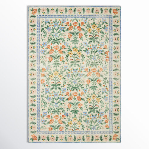 Rifle Paper Co. x Loloi Eden Mughal Garden Cream Rug feat CloudPile