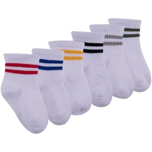 Bella Seamless-Toe Turkish Cotton Ribbed Crew Socks - Stylish and Cozy 6-Pack for Newborn to Toddler Boys & Girls