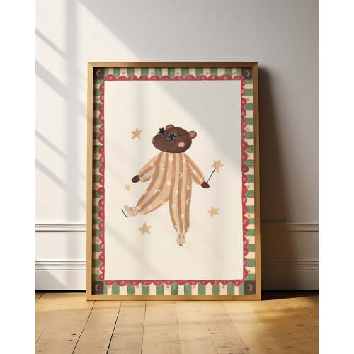 Skating On Ice - Bear Art Print