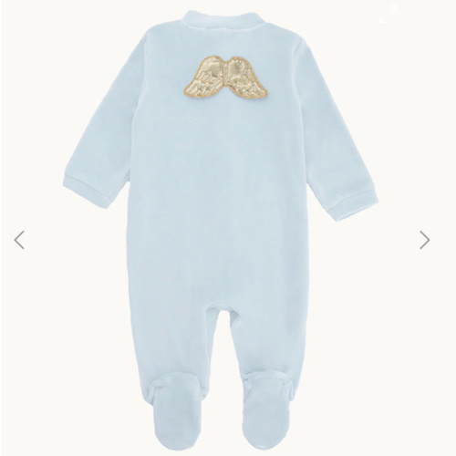 Velour Angel Wing™ Sleepsuit - Gold & MC Blue | Marie-Chantal