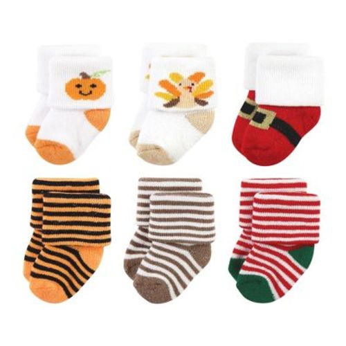 Hudson Baby Unisex Baby Holiday Newborn Terry Socks, Halloween Christmas, 0-6 Months