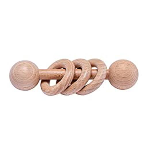 Baney Baby Wooden Rattle | Natural Organic Beech Wood | Simple Minimalist Montessori Toy | Grasping | Eco Friendly : Toys & Games