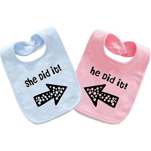 YSCULBUTOL Baby Twins Bibs He/She Did It Newborn Baby Cute Unisex Bibs Infant Twin Outfits