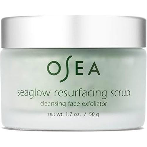 OSEA Seaglow Resurfacing Face Cleanser and Scrub 1.7 oz - Facial Scrub - Facial Cleanser - 2-in1 Face Scrub & Cleanser for All Skin Types - Facial Exfoliator and Cleanser - Clean Beauty - Vegan