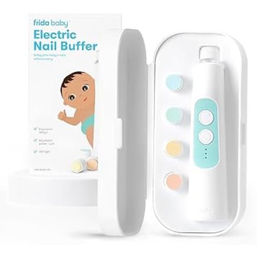 Frida Baby Electric Nail Trimmer, Safe & Easy Electric Nail File, Baby Nail Clipper & Nail Trimmer Kit for Newborn, Toddler, or Children Fingernails & Toenails, 4 Buffer Pads, LED Light, Storage Case