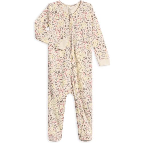 Colored Organics Baby Zip-Up Footed Sleeper with 2-Way Zipper - Newborn Organic Cotton Pajamas