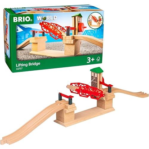 BRIO World Lifting Bridge - Moveable Wooden Train Accessory - FSC-Certified - Compatible with All BRIO Railway Sets - Includes 1 Lift & 2 Tracks - Creative Fun & Development - Kids Ages 3 & Up