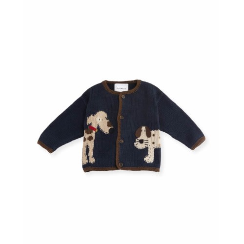 Woof Woof Cotton Button-Front Sweater, Blue, Size 6-24 Months