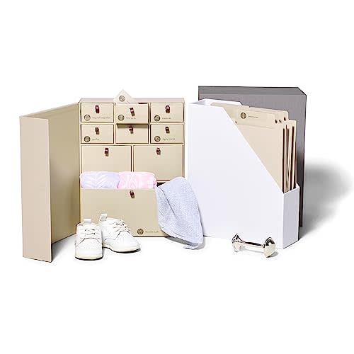 Savor | The Original Deluxe Baby Keepsake Box | Fabric Bound Acid-Free Gender-Neutral Minimalist Newborn Keepsake and Memory Organizer with Labels | For Pregnancy, Mother’s Day, Baby Shower, New Baby