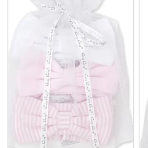 Pink Stripe 3 Pack Headband Set w/ Tulle Bag