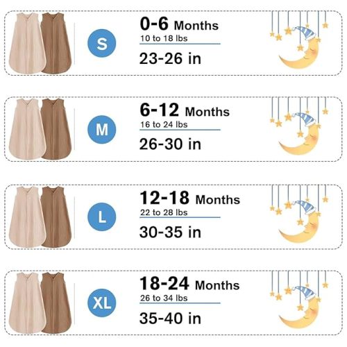 2 Pack Baby Sleep Sack 0-24 Months Baby Sleeping Bag 2-Way Zipper Toddler Wearable Blankets (Beige&Coffee TOG 0.3, Small)